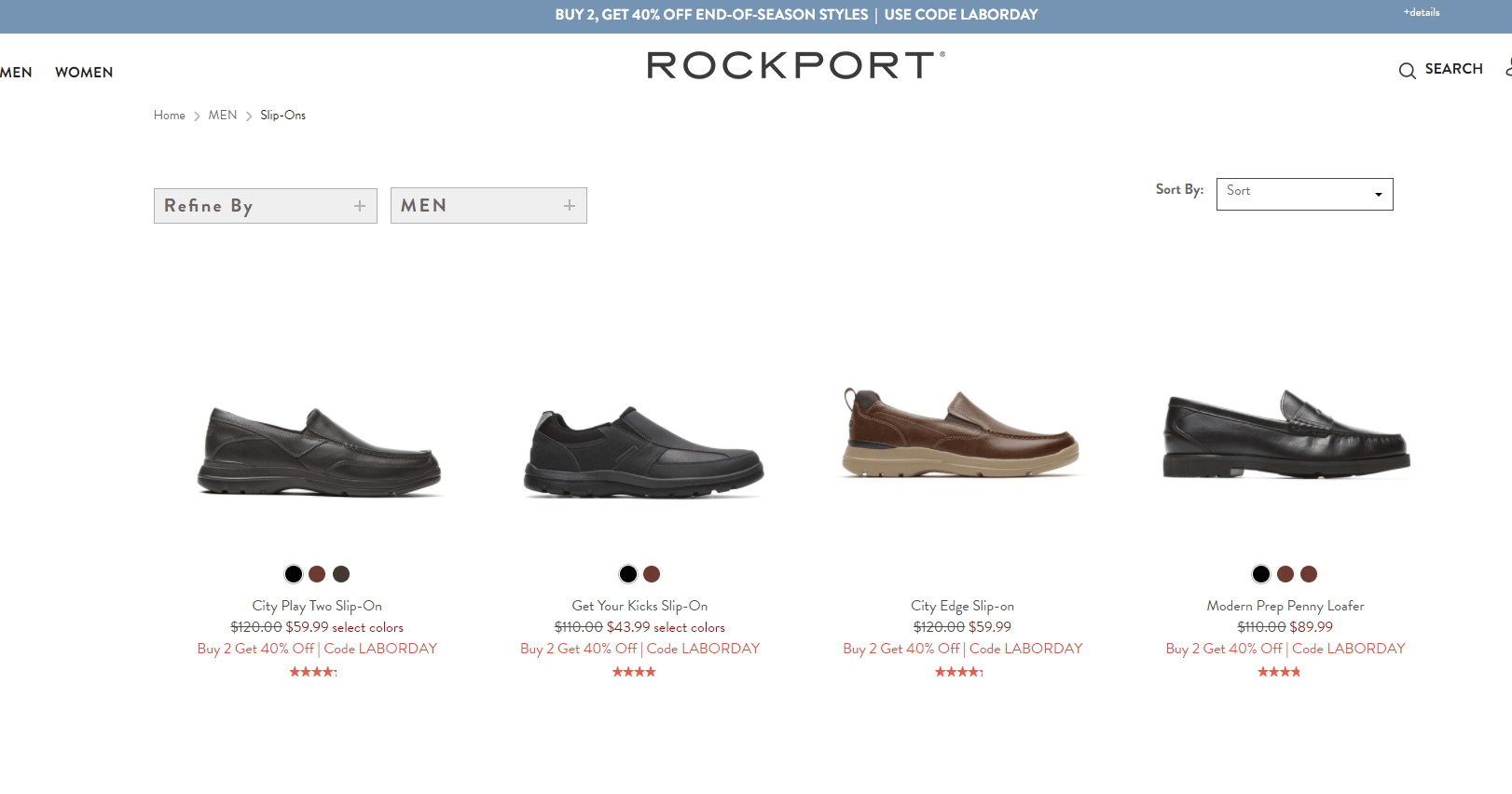 Rockport优惠码2024 Labor Day劳工节精选鞋履2双6折促销美国包邮